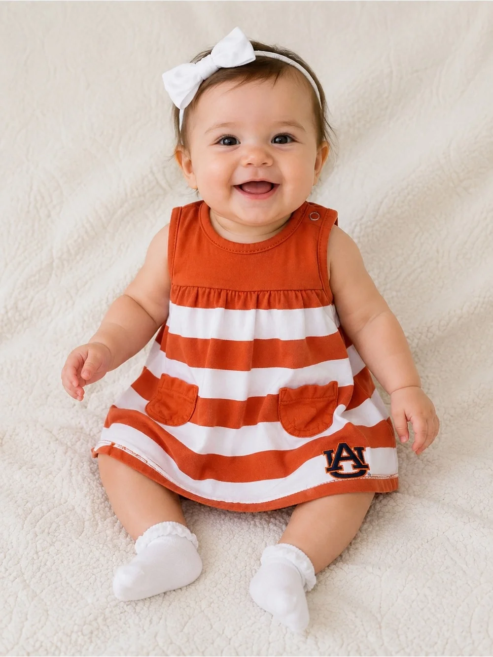 Striped Auburn-Inspired Sleeveless Toddler Dress